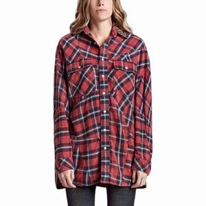 R13 Red Plaid Button Down Shirt